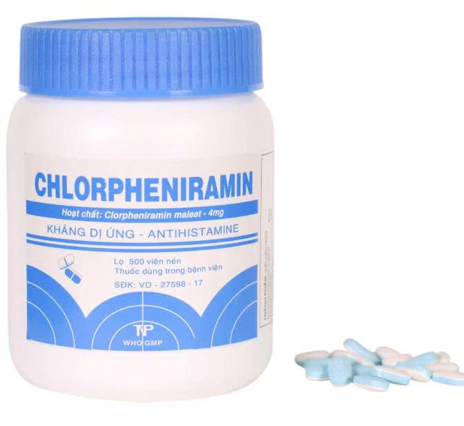 CHLORPHENIRAMIN 4mg (Trắng Xanh, C/500v)
